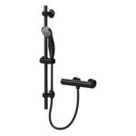 Nuie Matt Black Round Bar Shower Valve & Slide Rail Kit