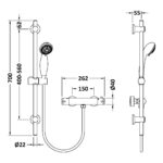 Nuie Matt Black Round Bar Shower Valve & Slide Rail Kit