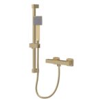 Nuie Brushed Brass Square Bar Shower Valve & Slide Rail Kit