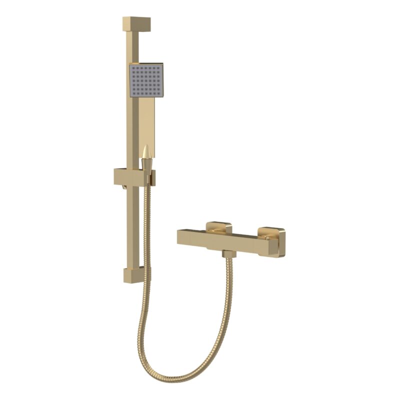 Nuie Brushed Brass Square Bar Shower Valve & Slide Rail Kit Nuie Brushed Brass Square Bar Shower Valve & Slide Rail Kit