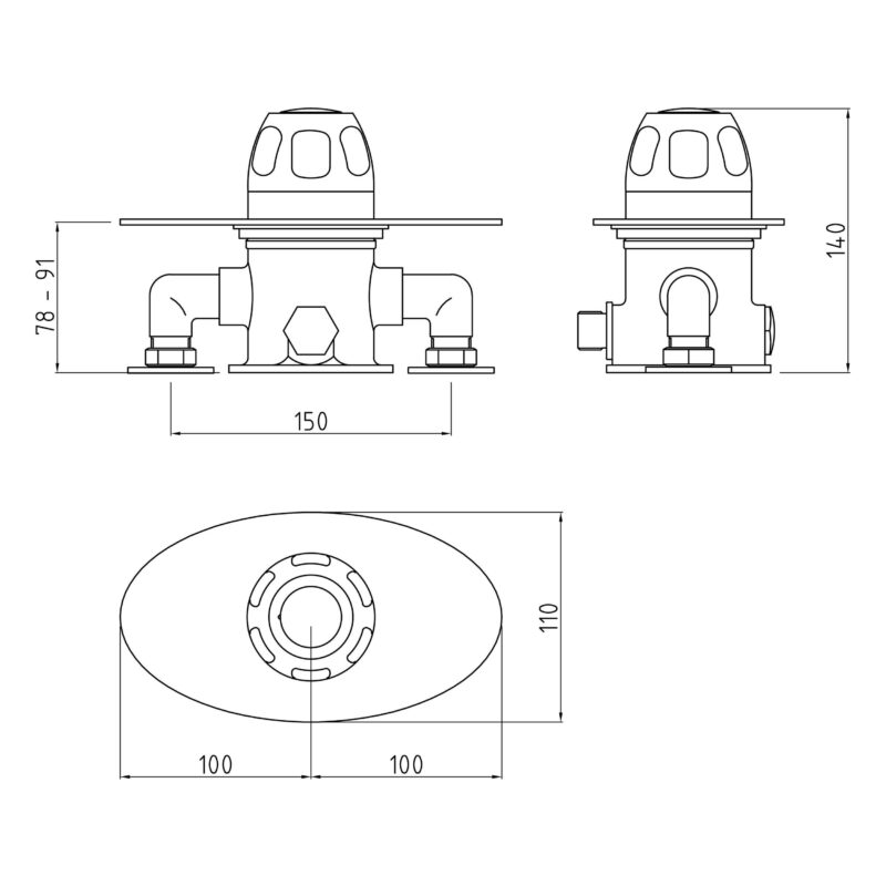 Nuie Chrome Commercial Sequential Thermostatic Shower Valve