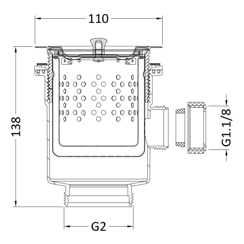 Nuie Polished Stainless Steel Basket Strainer Sink Waste