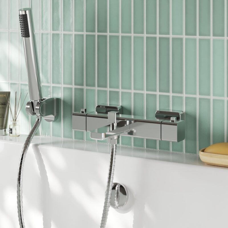Nuie Windon Chrome Wall Mounted Thermostatic Bath Shower Mixer