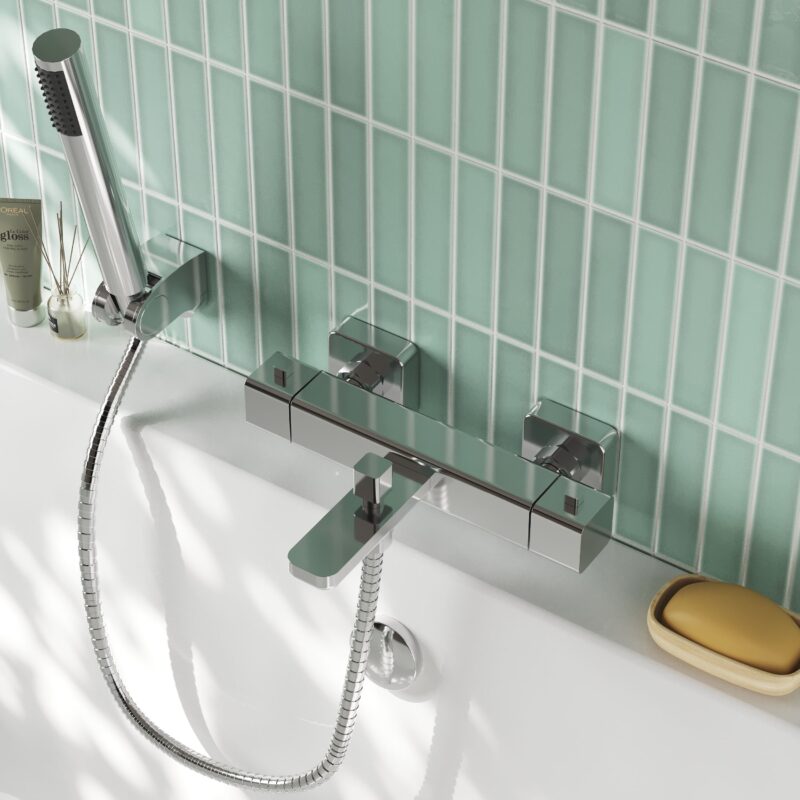 Nuie Windon Chrome Wall Mounted Thermostatic Bath Shower Mixer