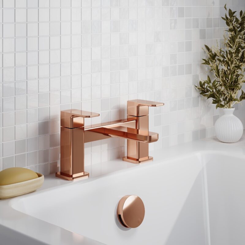 Nuie Windon Brushed Bronze Deck Mounted Bath Filler