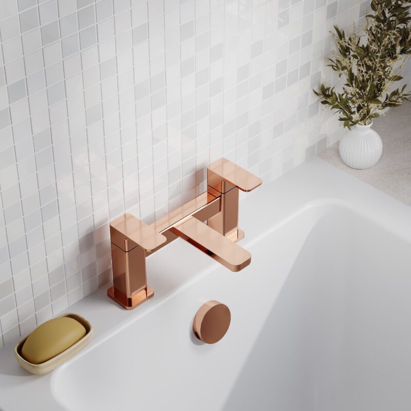 Nuie Windon Brushed Bronze Deck Mounted Bath Filler