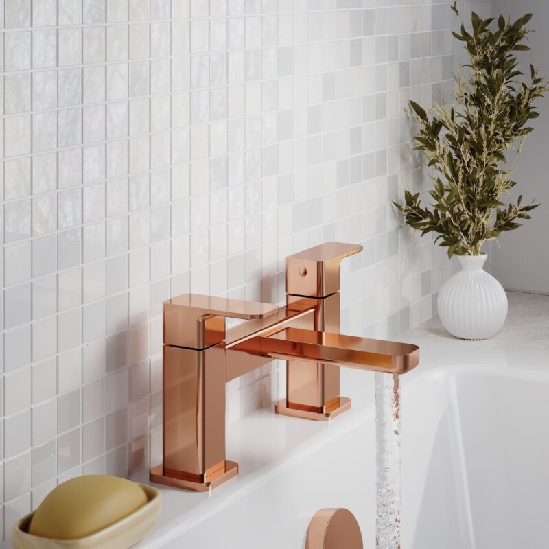 Nuie Windon Brushed Bronze Deck Mounted Bath Filler