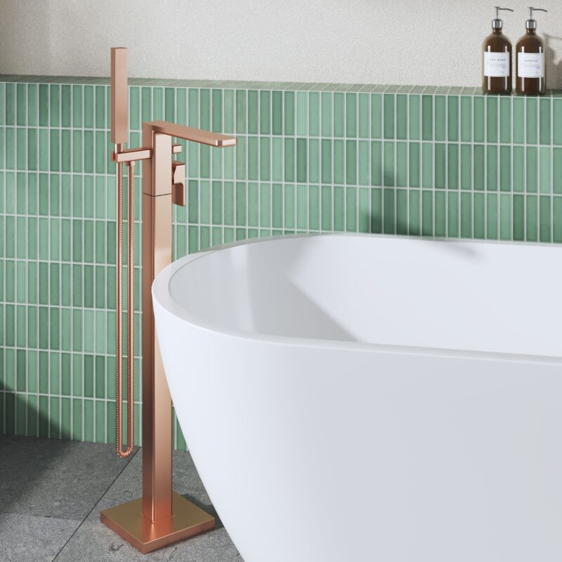 Nuie Windon Brushed Bronze Freestanding Bath Shower Mixer