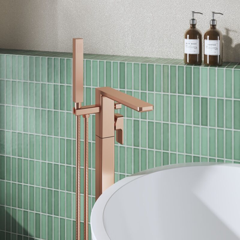 Nuie Windon Brushed Bronze Freestanding Bath Shower Mixer