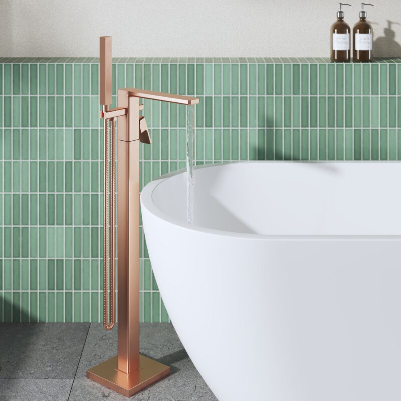 Nuie Windon Brushed Bronze Freestanding Bath Shower Mixer