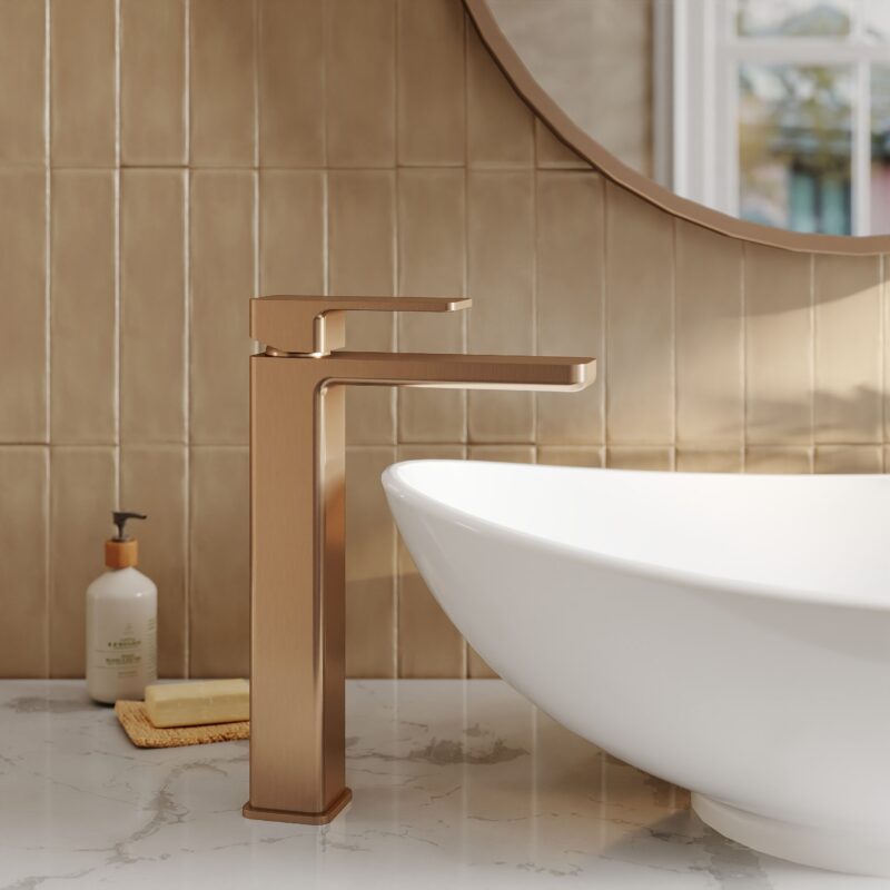 Nuie Windon Brushed Bronze High Rise Mono Basin Mixer