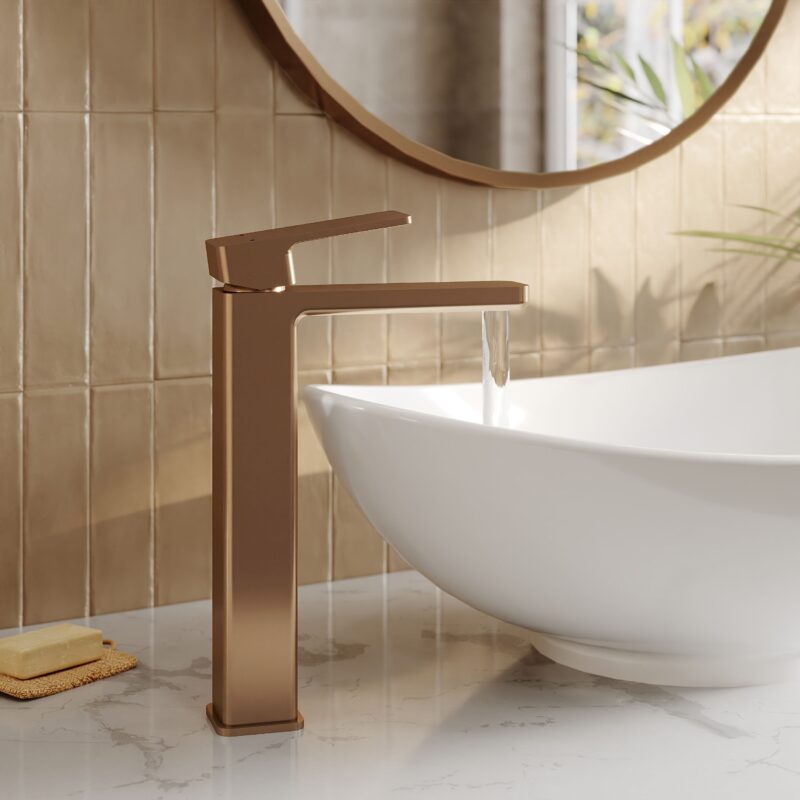 Nuie Windon Brushed Bronze High Rise Mono Basin Mixer