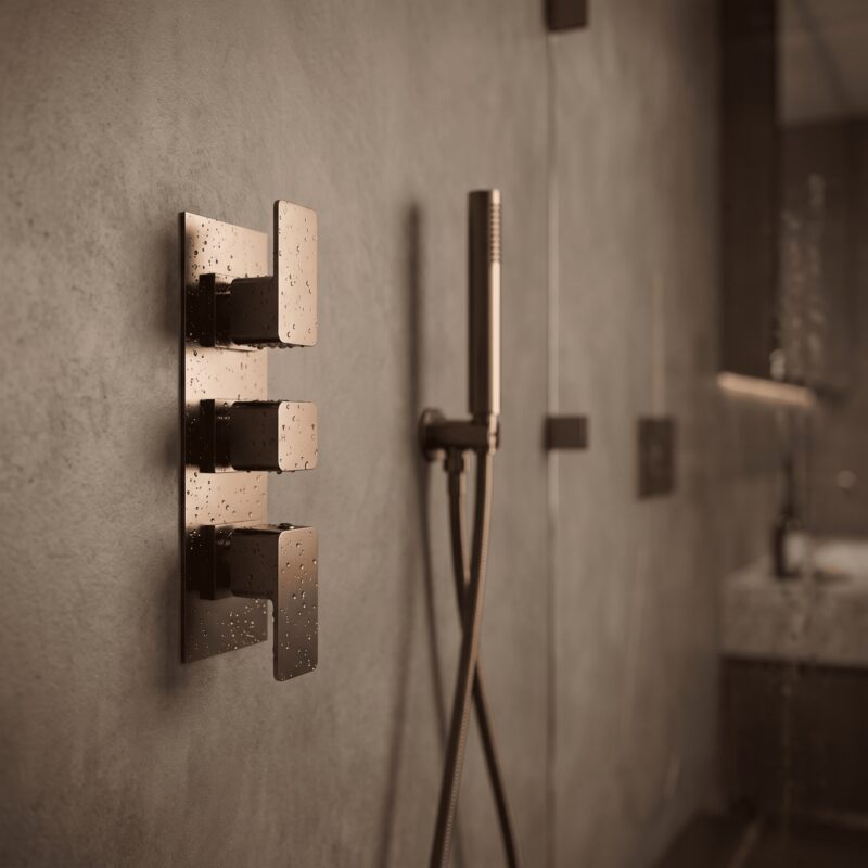 Nuie Windon Brushed Bronze Triple Thermostatic Shower Valve
