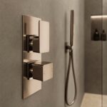 Nuie Windon Brushed Brass Twin Thermostatic Shower Valve with Diverter