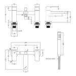 Nuie Windon Chrome Deck Mounted Bath Shower Mixer with Kit
