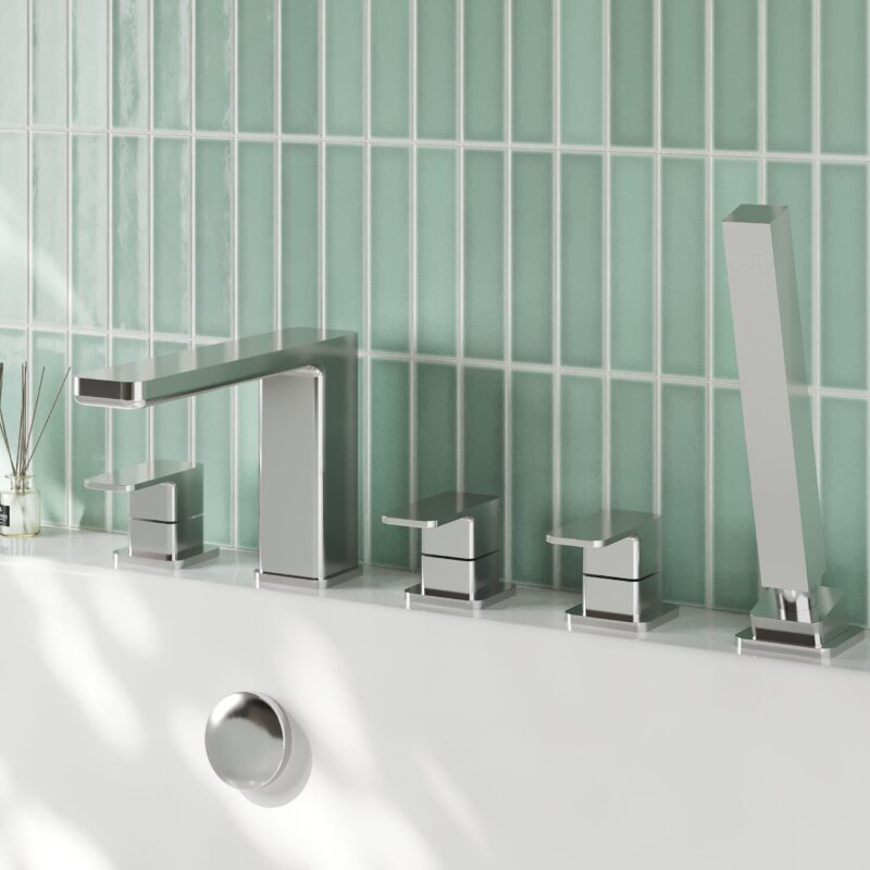Nuie Windon Chrome 5 Hole Deck Bath Shower Mixer