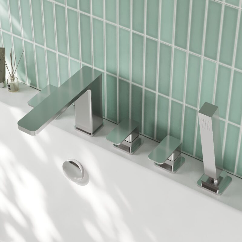 Nuie Windon Chrome 5 Hole Deck Bath Shower Mixer