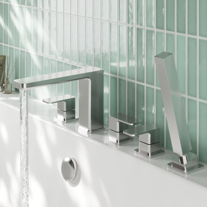 Nuie Windon Chrome 5 Hole Deck Bath Shower Mixer