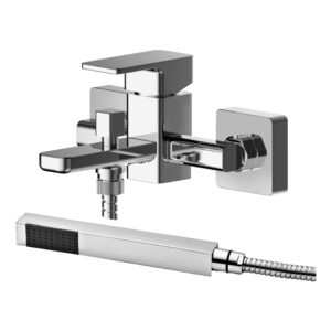 Nuie Windon Chrome Wall Mounted Bath Shower Mixer with Kit