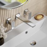 Nuie Windon Chrome 3 Hole Wall Basin Mixer