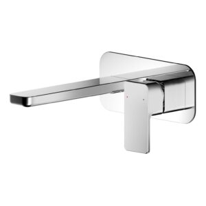 Nuie Windon Chrome 2 Hole Wall Basin Mixer with Plate