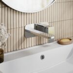 Nuie Windon Chrome 2 Hole Wall Basin Mixer with Plate