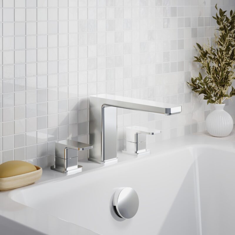 Nuie Windon Chrome 3 Hole Deck Bath Filler