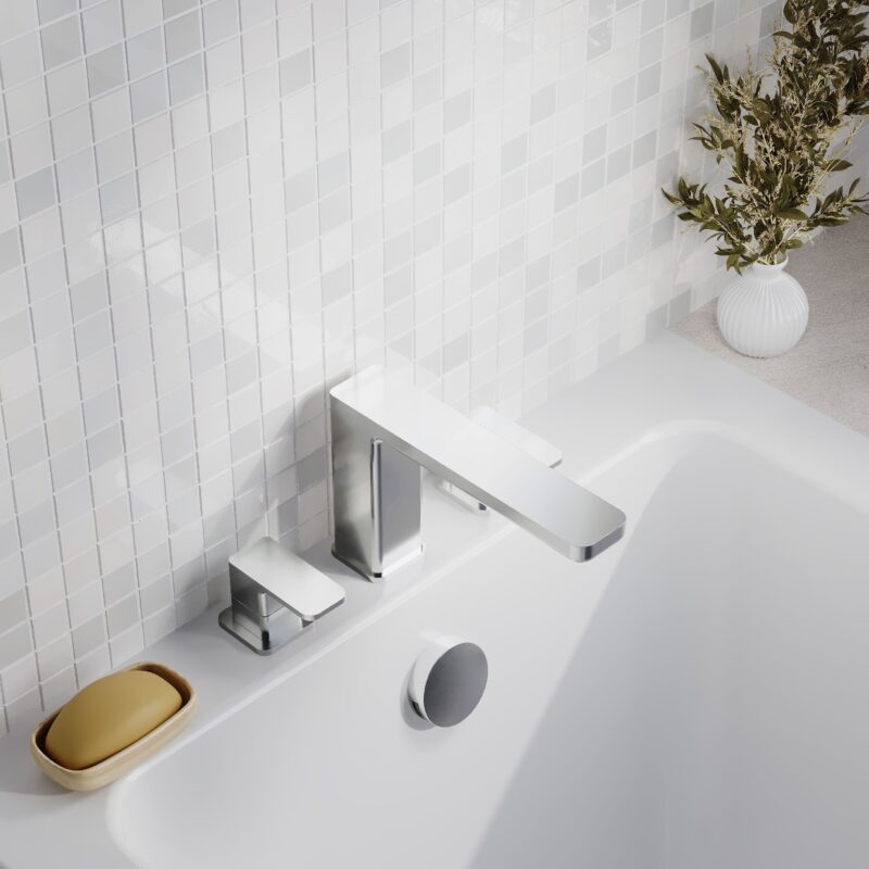 Nuie Windon Chrome 3 Hole Deck Bath Filler