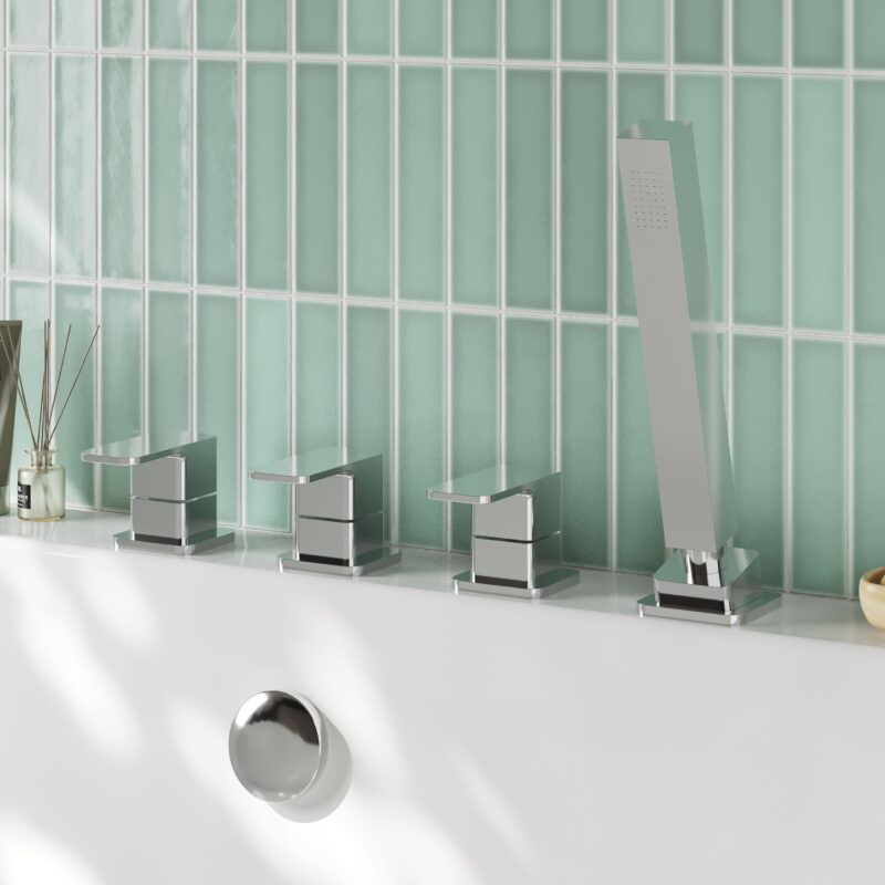 Nuie Windon Chrome 4 Hole Deck Bath Shower Mixer No Spout