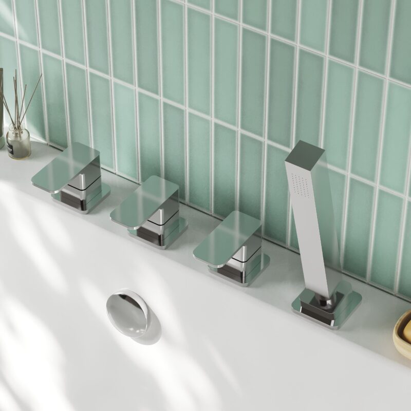 Nuie Windon Chrome 4 Hole Deck Bath Shower Mixer No Spout