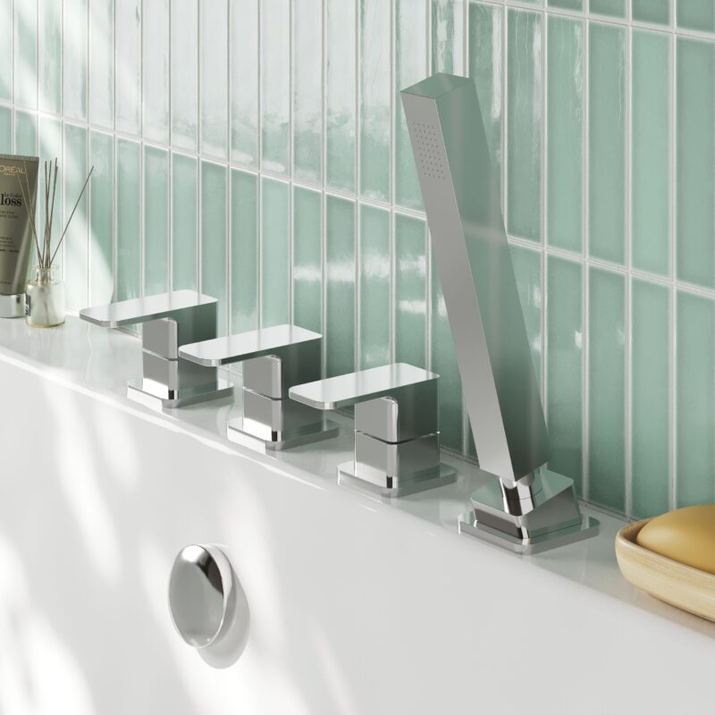 Nuie Windon Chrome 4 Hole Deck Bath Shower Mixer No Spout