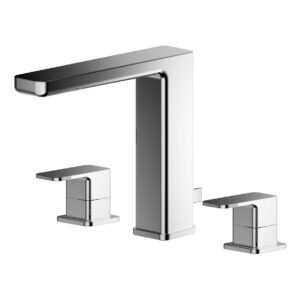 Nuie Windon Chrome 3 Hole Deck Mounted Basin Mixer with Pop Up Waste