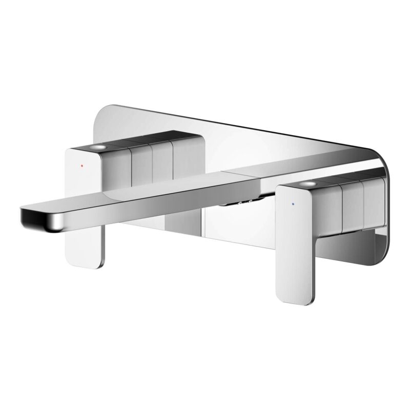 Nuie Windon Chrome 3 Hole Wall Basin Mixer with Plate Nuie Windon Chrome 3 Hole Wall Basin Mixer with Plate