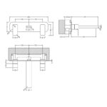 Nuie Windon Chrome 3 Hole Wall Basin Mixer with Plate