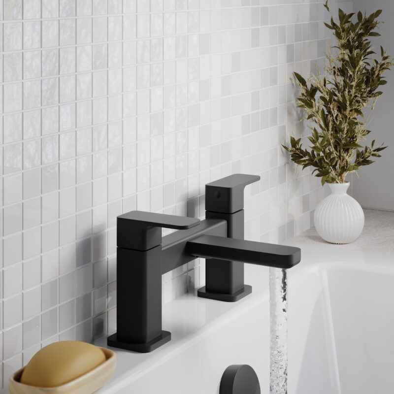 Nuie Windon Matt Black Deck Mounted Bath Filler