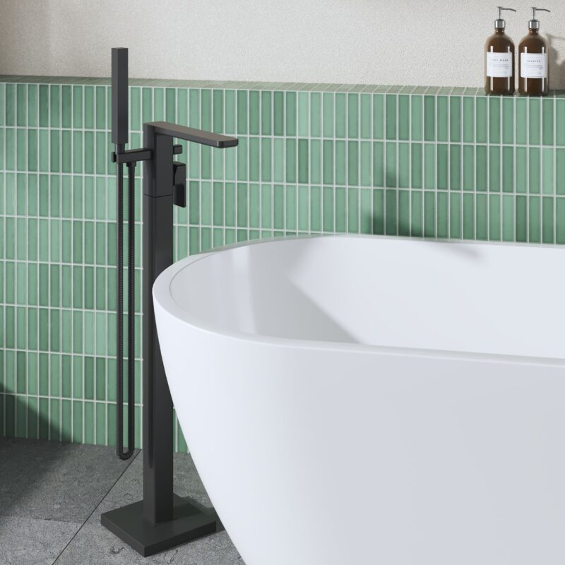 Nuie Windon Matt Black Freestanding Bath Shower Mixer