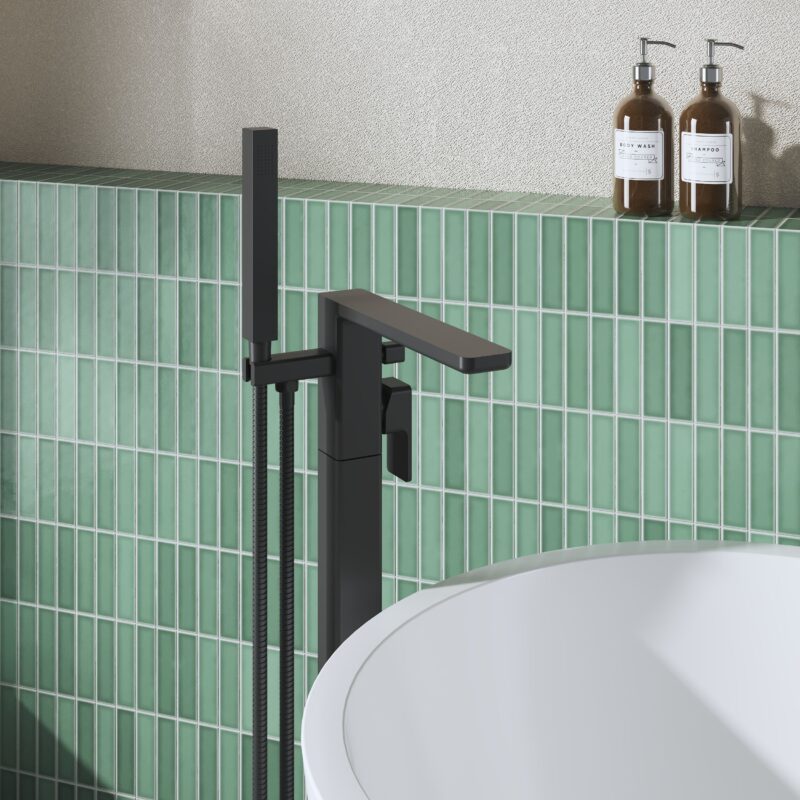 Nuie Windon Matt Black Freestanding Bath Shower Mixer