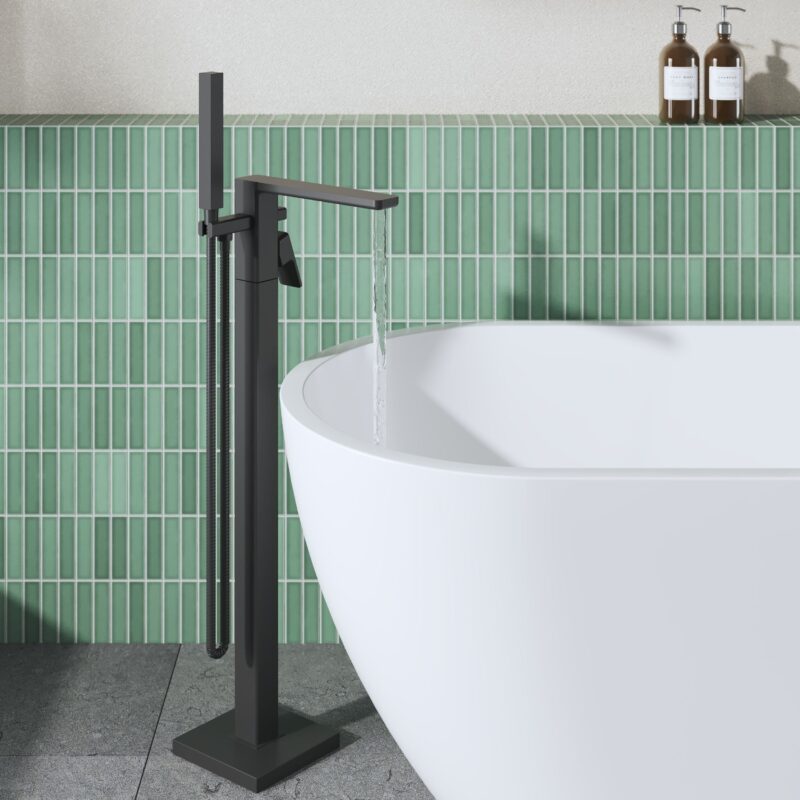 Nuie Windon Matt Black Freestanding Bath Shower Mixer