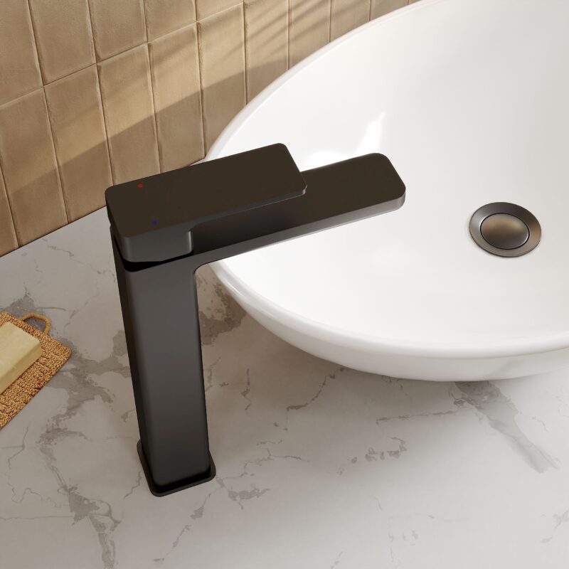 Nuie Windon Matt Black High Rise Mono Basin Mixer