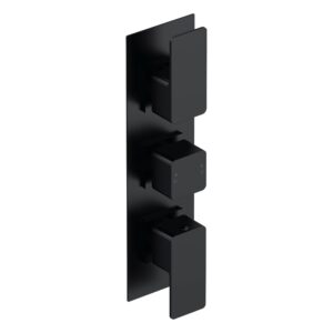 Nuie Windon Matt Black Triple Thermostatic Shower Valve with Diverter