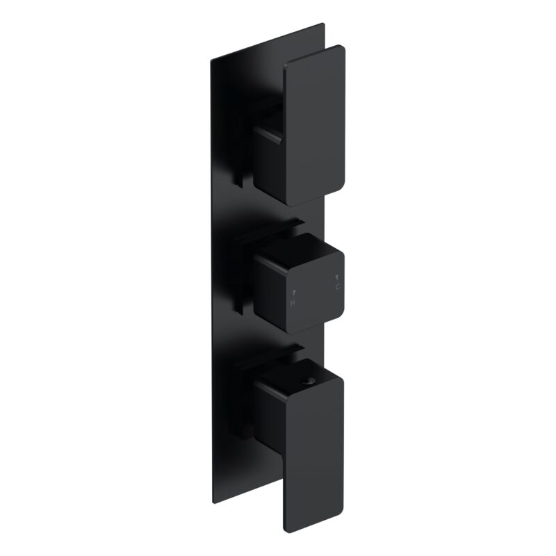 Nuie Windon Matt Black Triple Thermostatic Shower Valve with Diverter Nuie Windon Matt Black Triple Thermostatic Shower Valve with Diverter