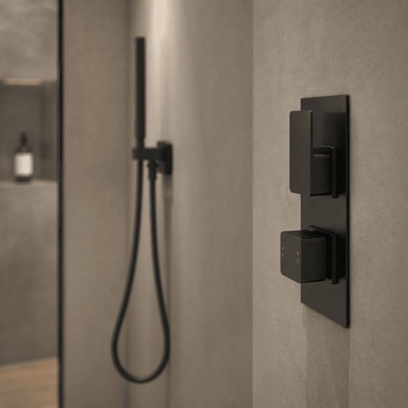 Nuie Windon Matt Black Thermostatic Shower Valve