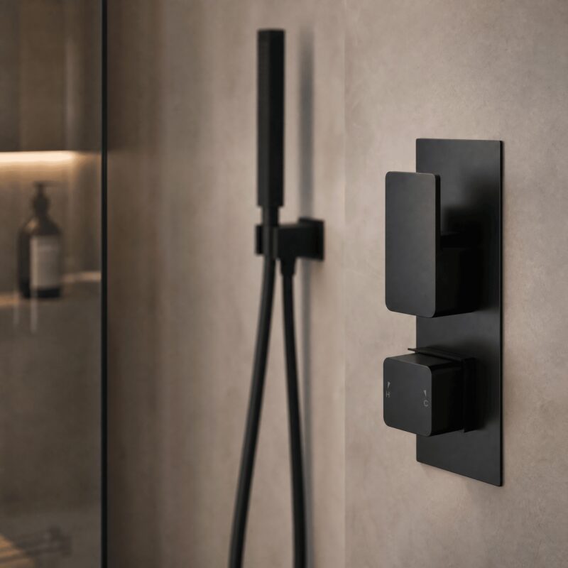 Nuie Windon Matt Black Thermostatic Shower Valve