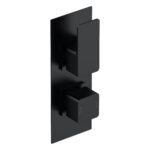Nuie Windon Matt Black Twin Thermostatic Shower Valve with Diverter