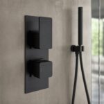 Nuie Windon Matt Black Twin Thermostatic Shower Valve with Diverter
