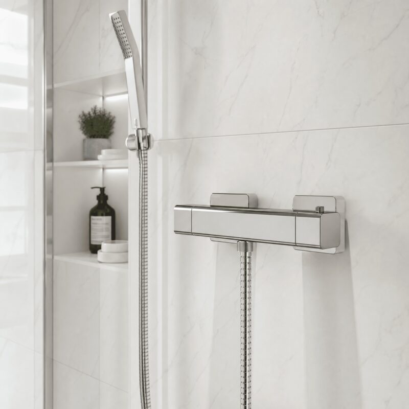 Nuie Windon Chrome Thermostatic Bar Shower Valve