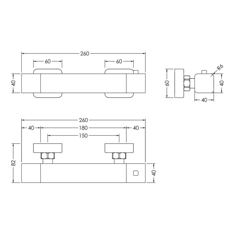 Nuie Windon Chrome Thermostatic Bar Shower Valve