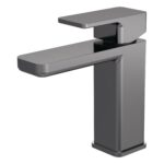 Nuie Windon Brushed Pewter Mono Basin Mixer with Push Button Waste