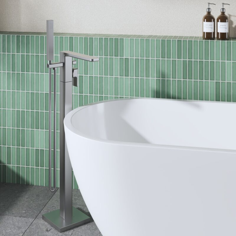 Nuie Windon Brushed Pewter Freestanding Bath Shower Mixer