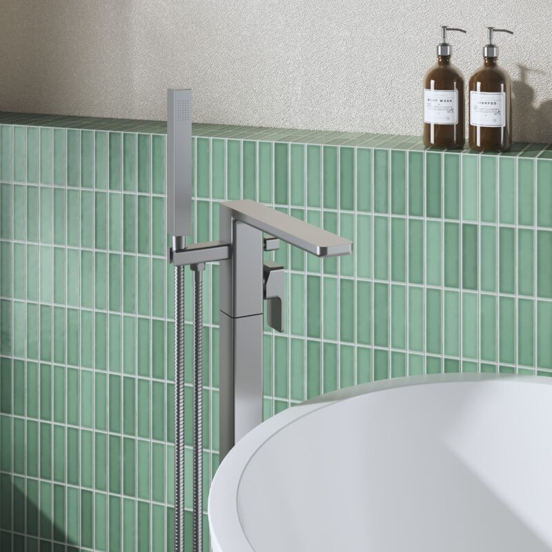 Nuie Windon Brushed Pewter Freestanding Bath Shower Mixer